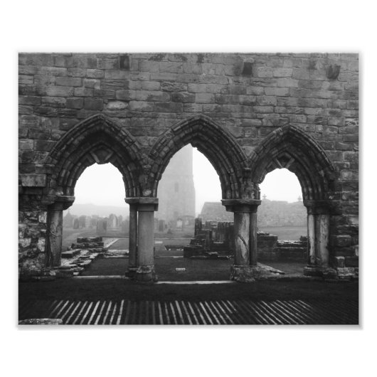 St Andrews Kathedrale Arches in Fossil Schwarz-Wei Fotodruck (Vorne)