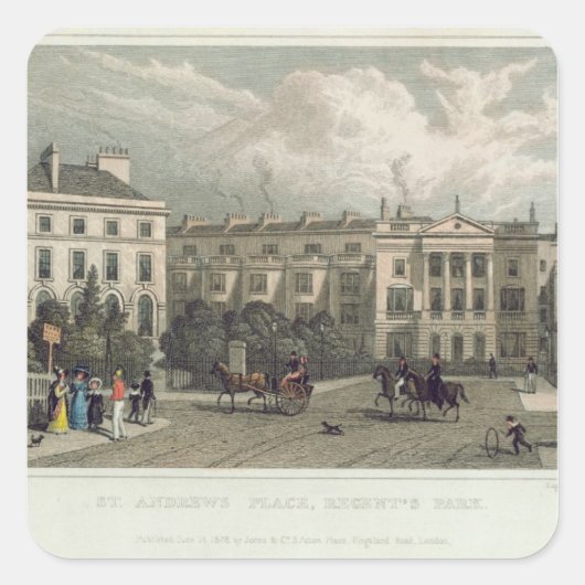 St. Andrews Place, Regents Park, 1828 Quadratischer Aufkleber (Vorderseite)