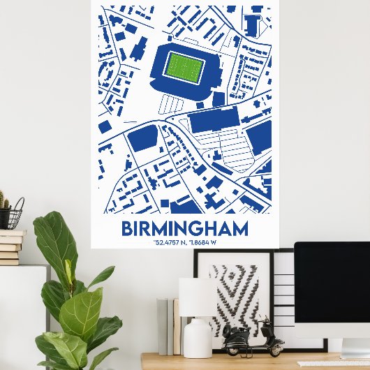 St. Andrew's Stadium Map Design Poster (Heimbüro)