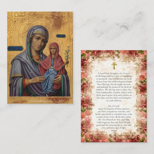 St. Anna and the Theotokos Pregnancy Prayer Card Platzkarte (Vorne/Hinten)