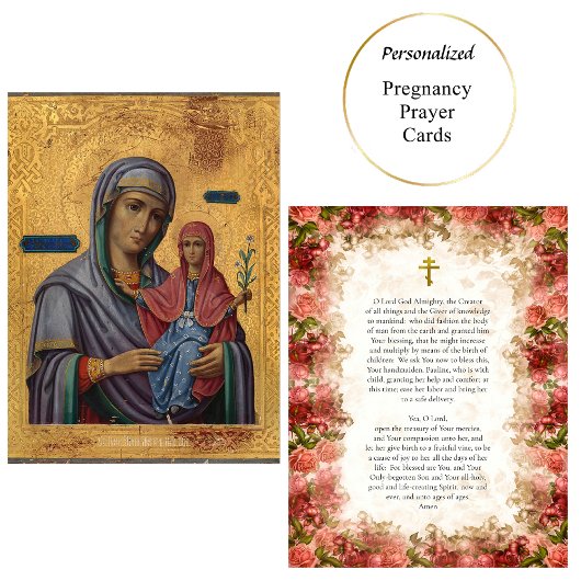 St. Anna und die Theotokos Pregnancy Prayer Card Platzkarte