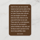 St. Anne mit gesegneter Jungfrau Mary Katholisches Platzkarte (Rückseite)