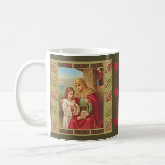 St- AnneJungfrau-Kindermary-Großmutter-Herzen Kaffeetasse (Links)
