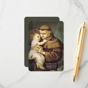 St. Anthony Gebet der Wiederherstellung verlorener Begleitkarte