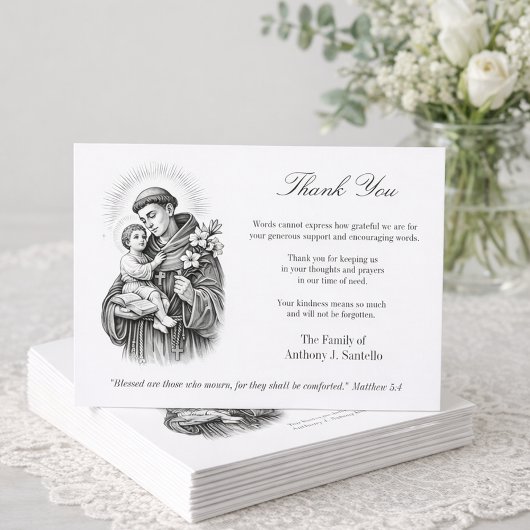 St. Anthony Jesus Funeral Condolence Sympathy Dankeskarte