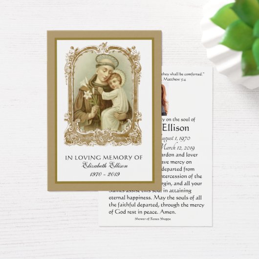 St. Anthony Katholic Beerdigung Gedenkkarte - (Schreibtisch)