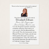 St. Anthony Katholic Beerdigung Gedenkkarte - (Rückseite)