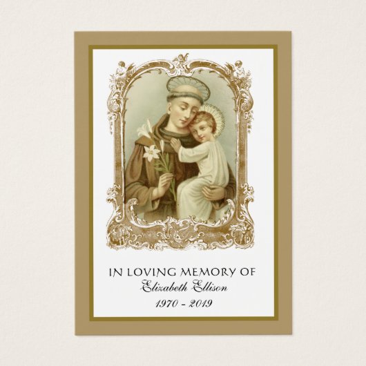 St. Anthony Katholic Beerdigung Gedenkkarte - (Vorderseite)