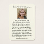 ST. ANTHONY Katholische Beerdigungskarte (Rückseite)