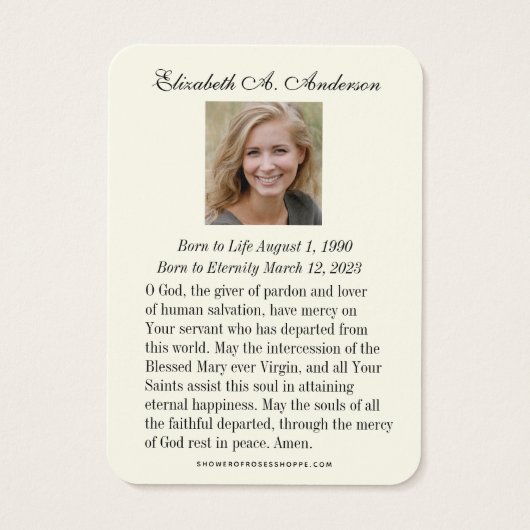 ST. ANTHONY Katholische Beerdigungskarte (Rückseite)