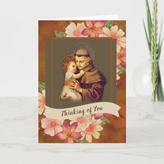 St. Anthony of Padua Baby Jesus Floral Karte (Vorderseite)