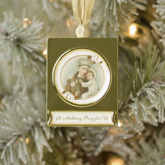 St. Anthony of Padua Baby Jesus Religious Banner-Ornament Gold (Baum)
