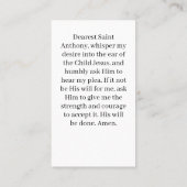 St. Anthony und Kind Jesus Gebetskarte Telefonnummerkarte (Rückseite)