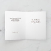 St. Anthony von Padua beten für uns Karte (Innenseite)
