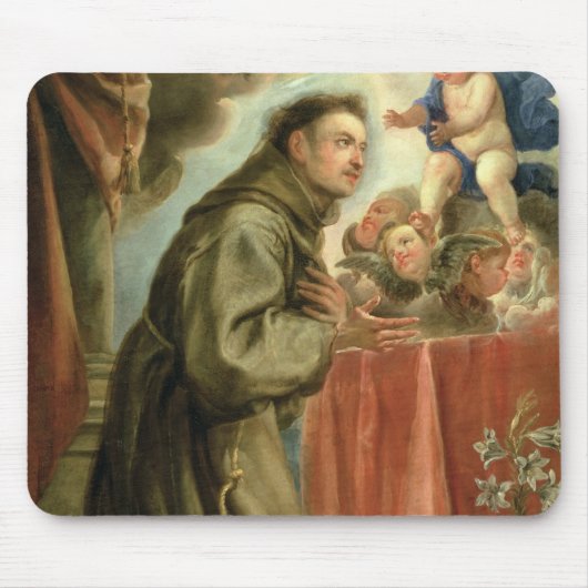 St Anthony von Padua das Christus-Kind verehrend Mousepad (Vorne)