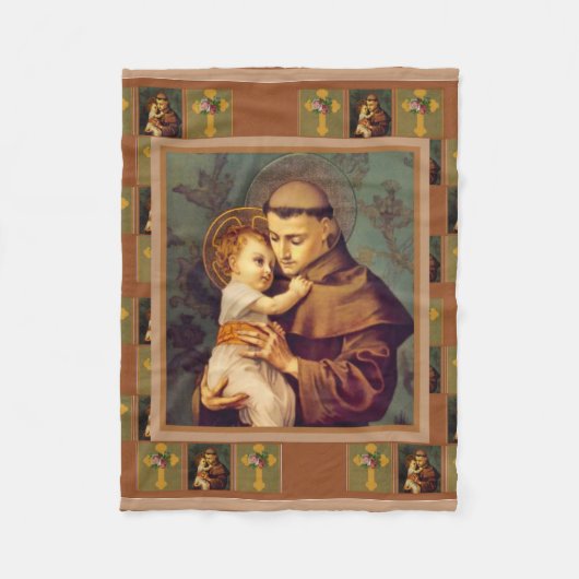 St Anthony von Padua mit Baby Jesus Fleecedecke (Vorderseite)
