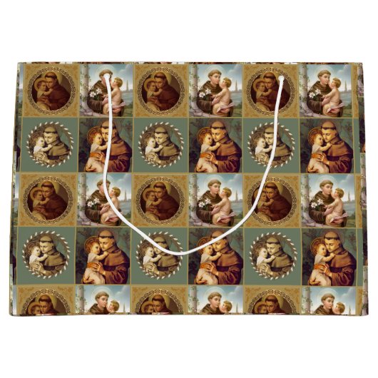 St Anthony von Padua mit Baby Jesus Große Geschenktüte (Vorderseite)
