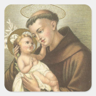 St. Anthony von Padua mit dem Baby Jesus Quadratischer Aufkleber