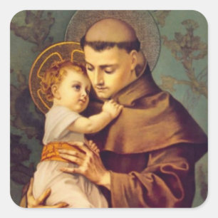 St. Anthony von Padua mit dem Baby Jesus Quadratischer Aufkleber