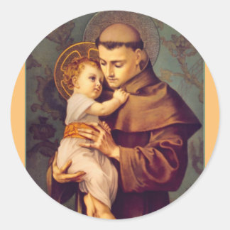 St. Anthony von Padua mit dem Baby Jesus Runder Aufkleber