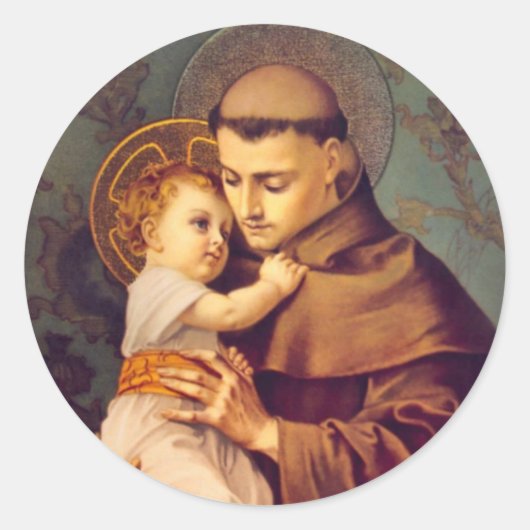 St. Anthony von Padua mit dem Baby Jesus Runder Aufkleber (Vorderseite)