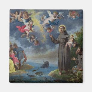 St Anthony von Padua predigend zu den Fischen Magnet