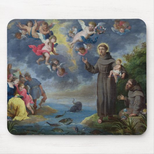 St Anthony von Padua predigend zu den Fischen Mousepad (Vorne)