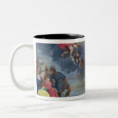 St Anthony von Padua predigend zu den Fischen Zweifarbige Tasse (Links)