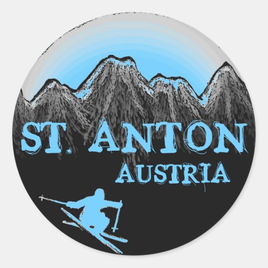 St. Anton Austria Skier Aufkleber (Vorderseite)