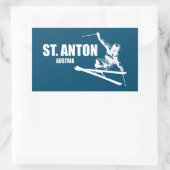 St. Anton Austria Skier Rechteckiger Aufkleber (Tasche)