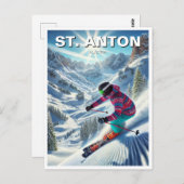 St. Anton Austria Skier Skiing Postkarte (Vorne/Hinten)