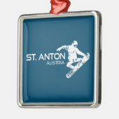 St. Anton Austria Snowboarder Ornament Aus Metall (Links)