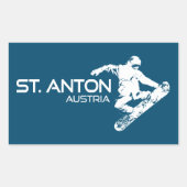 St. Anton Austria Snowboarder Rechteckiger Aufkleber (Vorderseite)