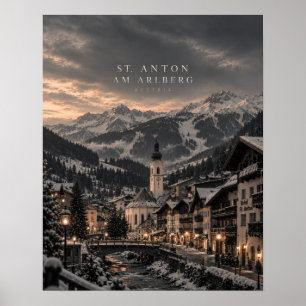 St. Anton Cinematic Monochrome Stadt Kunst Poster