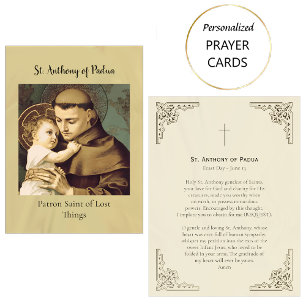 St. Antonius von Padua, Schutzpatron, Gebetskarte Platzkarte