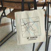 St Asaph, Denbighshire City Map Tote Bag Tragetasche