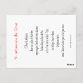 St. Athanasios die Große Gebetskarte Postkarte (Rückseite)