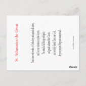 St. Athanasius Prayer Card Postkarte (Rückseite)