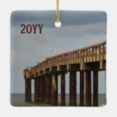 St Augustine Beach FL Pier Fotografie mit Jahr Keramikornament (Rückseite)