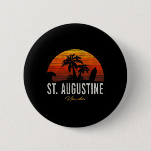 St. Augustine Beach Florida Fl Palms Vacation Surf Button