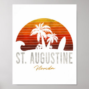 St. Augustine Beach Florida Fl Palms Vacation Surf Poster