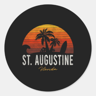 St. Augustine Beach Florida Fl Palms Vacation Surf Runder Aufkleber
