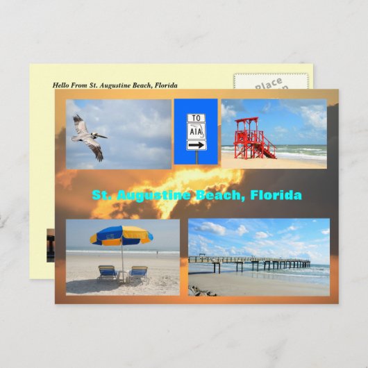 St. Augustine Beach, Florida Postcard Postkarte (Vorne/Hinten)