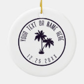 St Augustine Beach Florida Retro Palm 80er Keramik Ornament (Hinten)