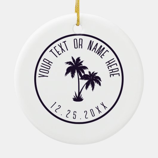 St Augustine Beach Florida Retro Palm 80er Keramik Ornament (Hinten)