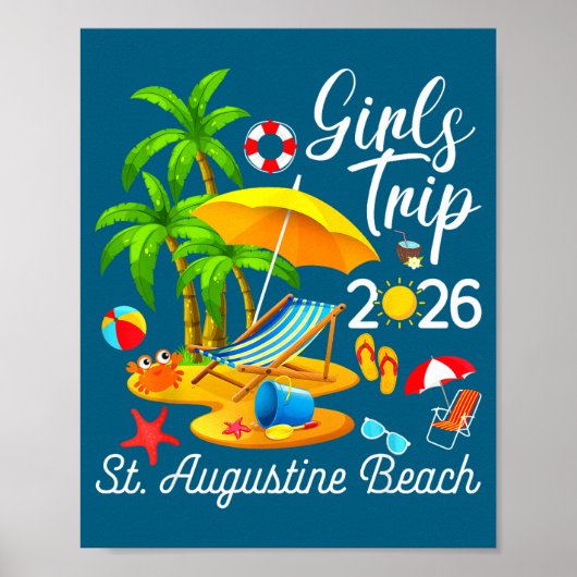St Augustine Beach Florida Sommer Illustration Poster (Vorne)
