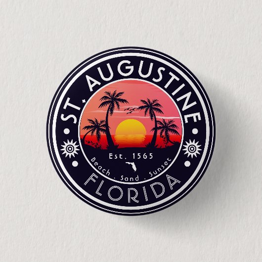 St Augustine Beach Florida Sunset Beach Palm Tree Button (Vorderseite)