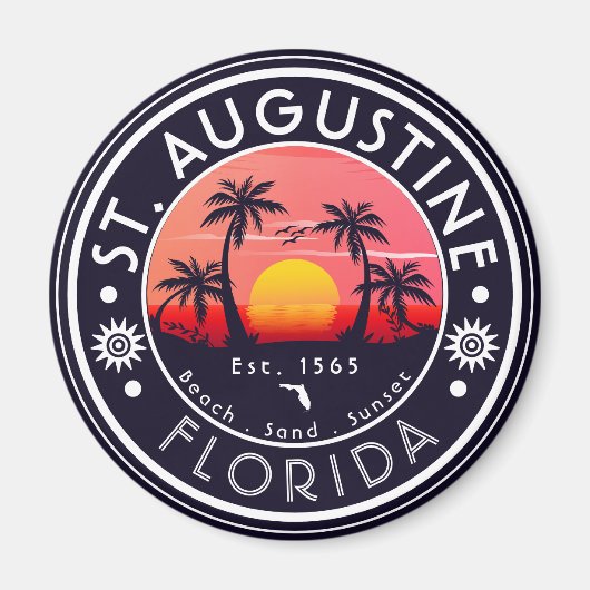 St Augustine Beach Florida Sunset Beach Palm Tree Magnet (Vorne)