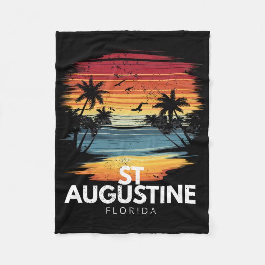 St Augustine Beach Florida Surfbrett Surfen Vinta Fleecedecke (Vorderseite)