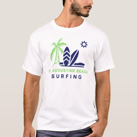 St. Augustine Beach Florida Surfen T-Shirt (Vorderseite)